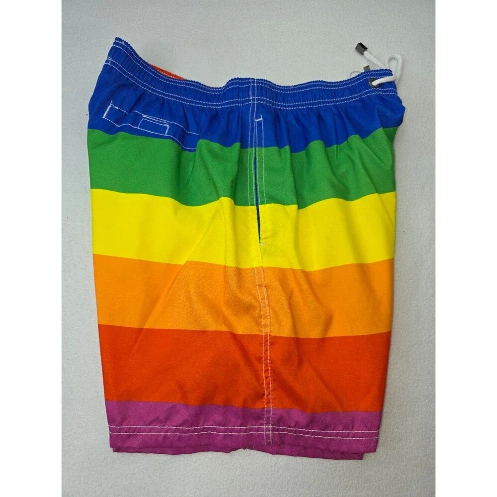 Exist Swim Men's Rainbow Striped Swim Trunks Size XL Pride Gay NWOT B-3872